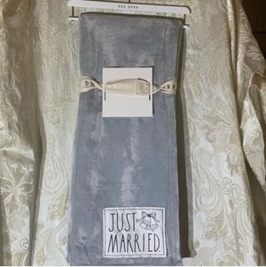 Rae Dunn "JUST MARRIED" Plush Throw With Patch